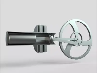 Stirling Engine Low-poly 3D model