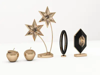 Accessory set of gold ornaments 3D model