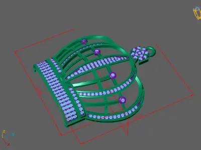 Crown Pendant Silver Gold Luxury Jewelry 3DM model necklace 3D print model