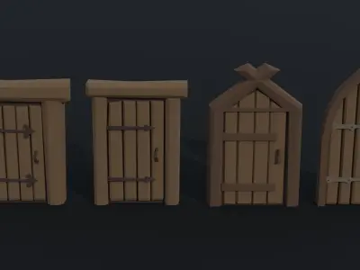 Cartoon fantasy door Polygonal Style Low-poly 3D model