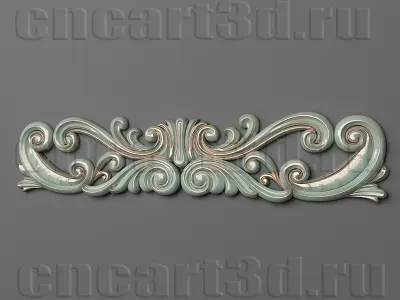 Cartouche pair of ornate scrolls 3D print model