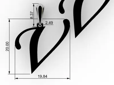 Letter V NECKLACE pendant  3D print model