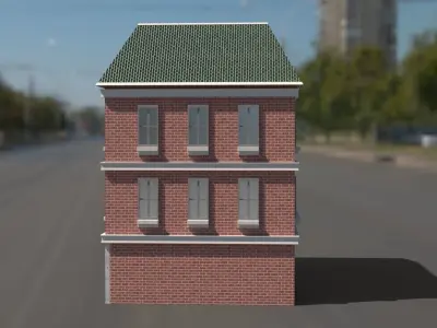Building 3D model brick on street Low-poly 3D model