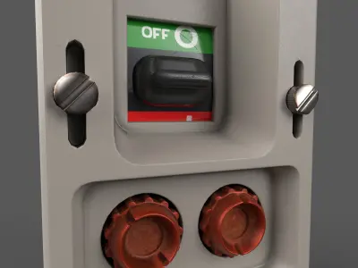 Vintage safety switch with fuses Low-poly 3D model