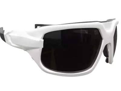 White Frame Sports Sunglasses 3D model