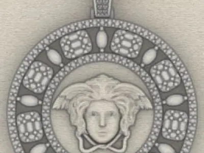 Diamond Face Pendant 3D model Texture 3D print model