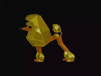 Polygonal Poodle Dog Low-poly 3D model