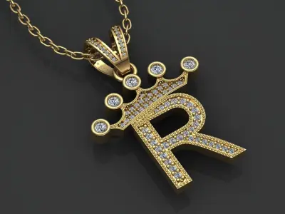 R letter pendant 3D print model