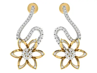 Solitaire Women Drop Earring 3dm STL OBJ FBX Renders Details 3D print model 2