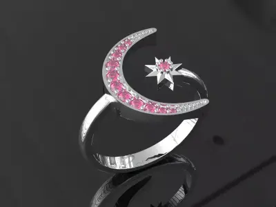 Ring Moon and Star  3D print model