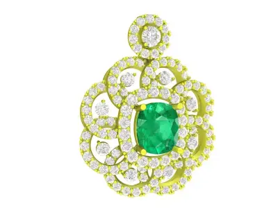 Luxury Halo Emerald Pendant 5823 3D print model