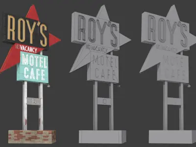 Roys Motel Cafe Sign Low-poly 3D model