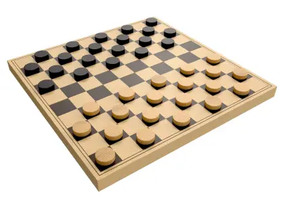 Checkers Draughts Board Table Strategy Game 3D model