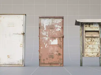 SKLAD - Roadside Vehicles Kit - Trucks Cars Signs Low-poly 3D model