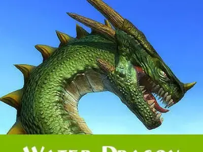 Water dragon Low-poly 3D model
