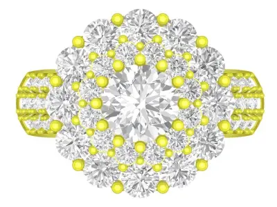 Luxury Halo Cluster Ring for Women  4408 3D print model