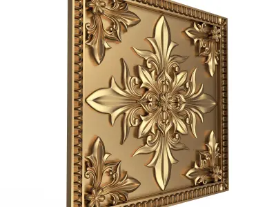 Carved Tile 03 Low-poly 3D model