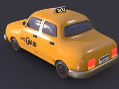 Cute NYC Taxi Low-poly 3D model