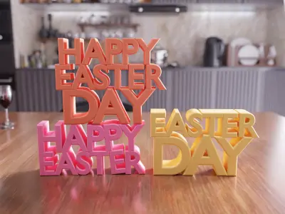 Happy Easter Day Text - 422 3D print model