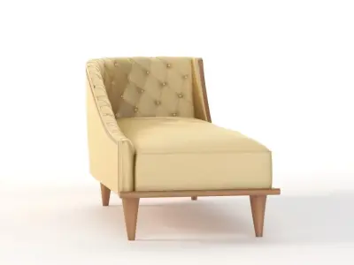 Grand 1940s French Tufted Classic Luxury Sycamore Chaise 3D model