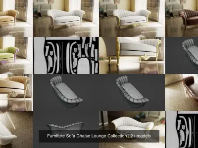 Furniture Sofa Chaise Lounge Collection 3D Model Pack