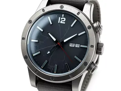 Rugged Military Style Wristwatch Low-poly 3D model