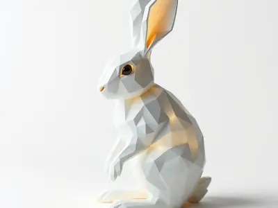 Polygonal Rabbit Sculpture model pack Low-poly 3D model