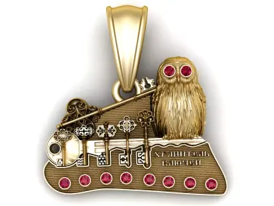  Owl Gold Pendant  3D print model