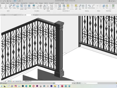 Classic Railing Revit Family type 005 3D model