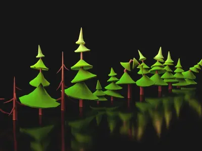 Low-poly Tree Set forest Free low-poly 3D model