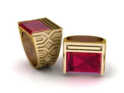 THE FLAMING RUBY GOLD RING 3D PRINTABLE MODEL 3D print model