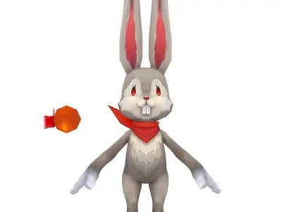Easter Bunny Low Poly Cartoon 2023 Low-poly 3D model