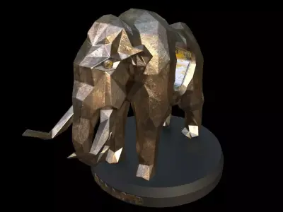 Steampunk Mammoth Low-poly 3D model