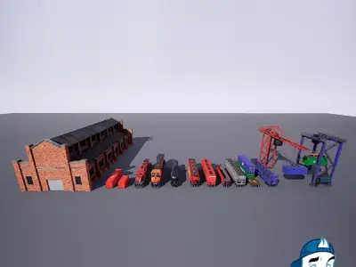 Trains Pack Low-poly 3D model