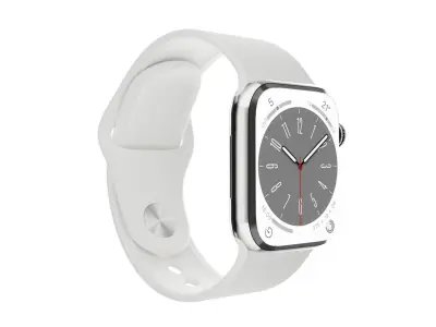 Apple Watch Series 8 Sport Band Silver Stainless Steel Color Low-poly 3D model