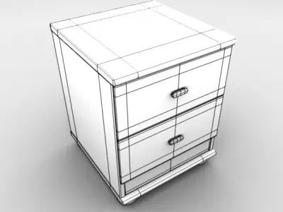 Bedside Table with Drawers 3D model