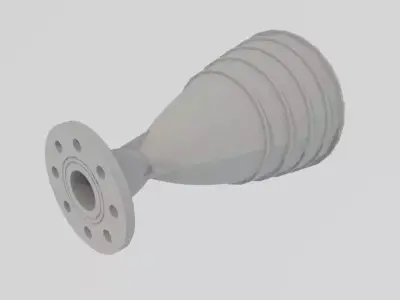 High temperature nitrogen laval nozzel rocket engine Low-poly 3D model