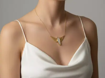 Wings of FreedomElegant Gold and Pearl Necklace 3D print model