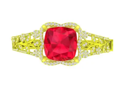 Elegant Cushion Halo Gemstone Ring for Fine Jewelry Design 7344 3D print model