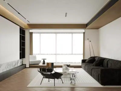 Modern living room dining room interior scenes 499 3D model