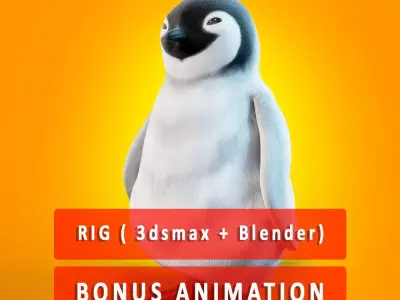 Baby Penguin plus animation Low-poly 3D model