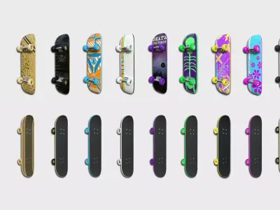 10 Cartoon Skates Shapes - Character Sport Equipment 3D Model Pack