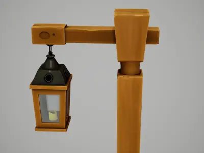 Stylized Light Pole Low-poly 3D model