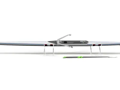 Rigged Single Scull Rowing Boat 3D model