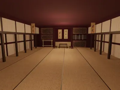 Kung-Fu Hall Low-poly 3D model