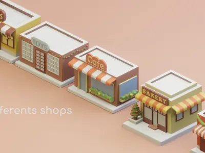 Isometric Winter City Life Pack - Christmas edition 3D model