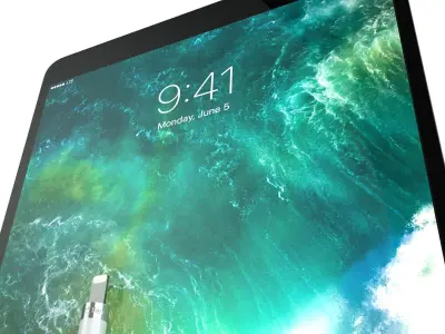 Apple iPad Pro 105 2017  Inch Cellular Space Grey And Pencil 3D model