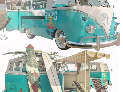 Volkswagen Camper T1 Surfing  3D model