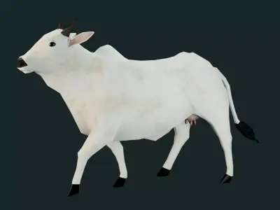 Low poly Indian Cow Rigged Model Low-poly 3D model