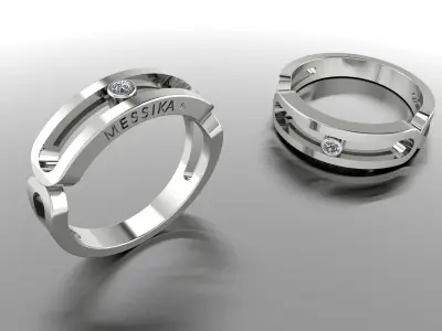 Messika Ring Gold 3D print model 2